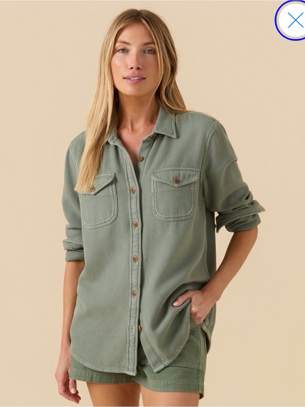 Outerknown Sage Green Button-Down Shirt